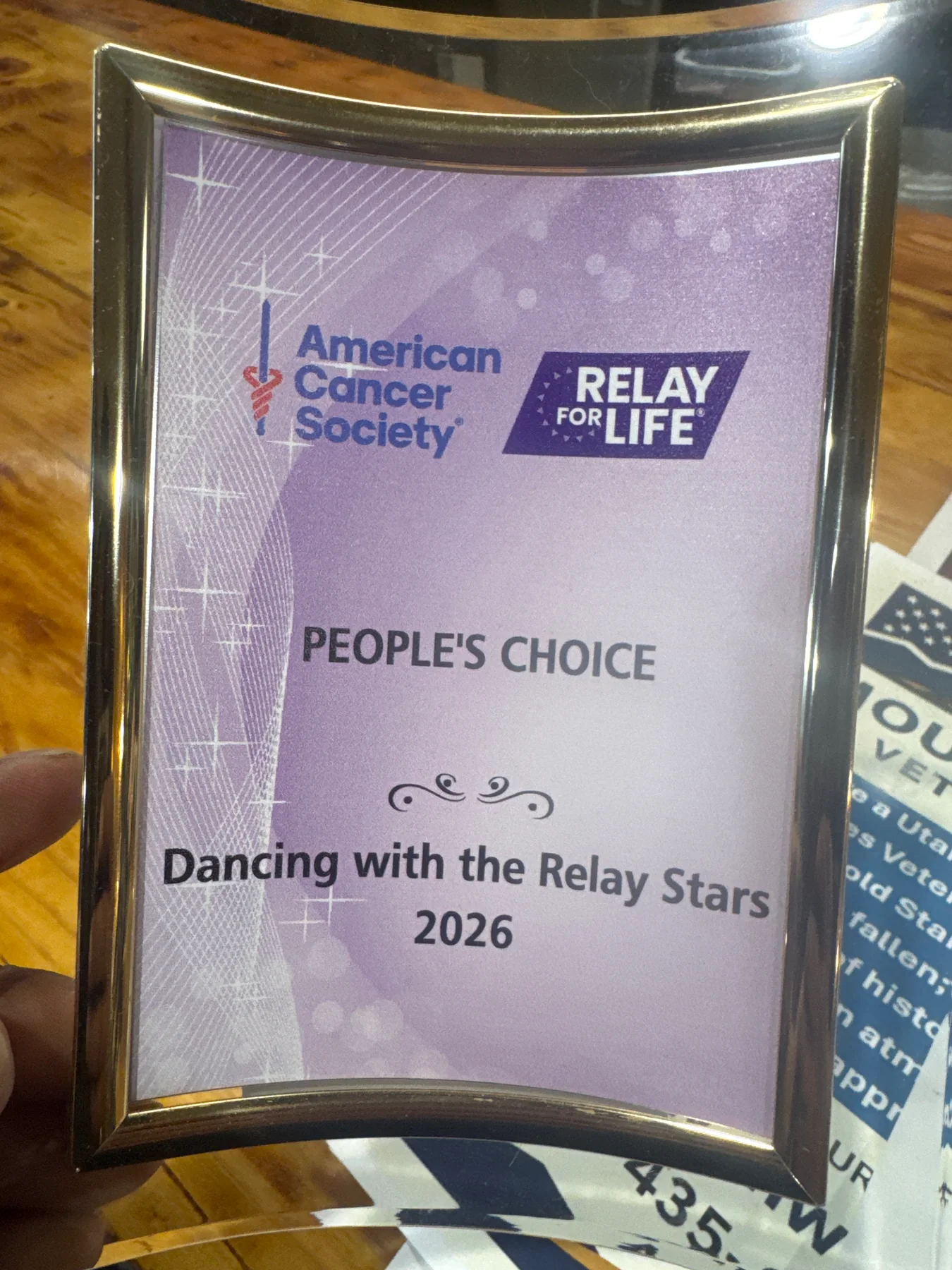 American Cancer Society Relay For Life People's Choice recognition for Dancing with the Relay Stars in 2026